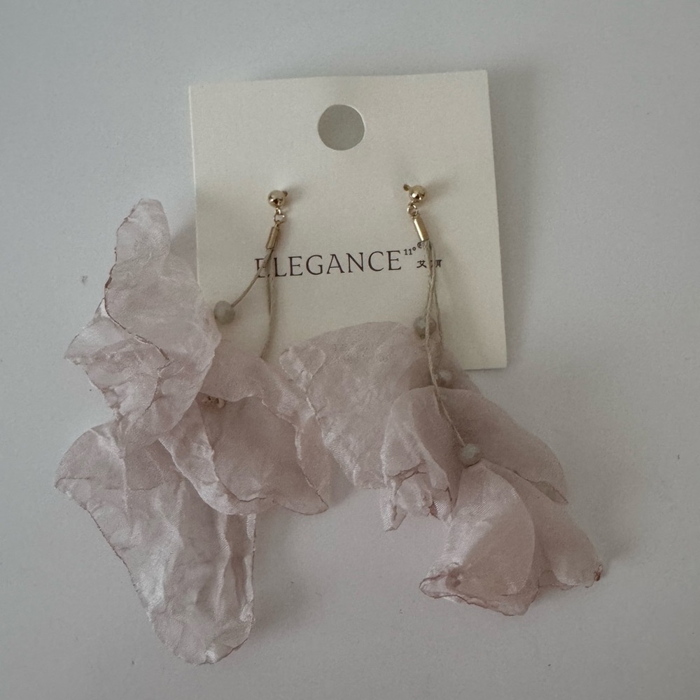 Pink Floral Drop Earrings